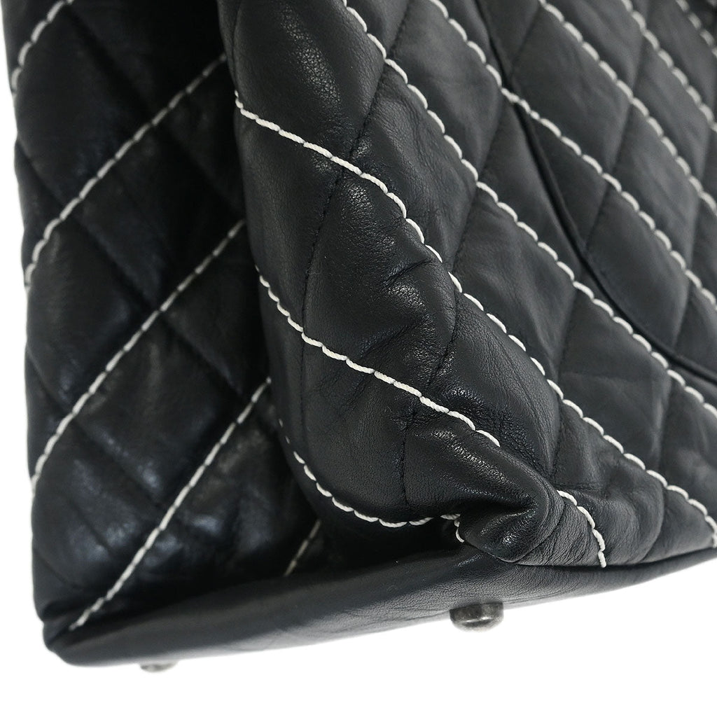 Chanel 2017 Black Calfskin Chevron Tote Bag