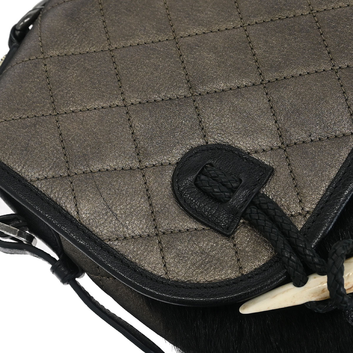 Chanel * 2015-2016 Black Faux Fur Paris-Salzburg Messenger Bag
