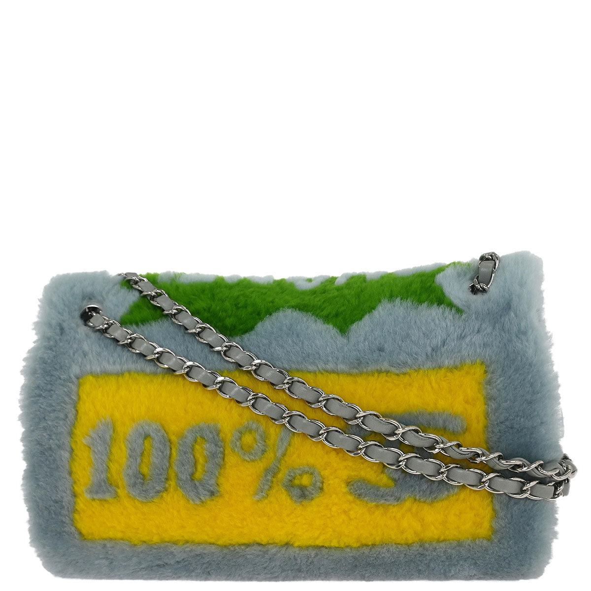 Chanel 2014-2015 Light Blue Wool No.5 Turnlock Full Flap Shoulder Bag