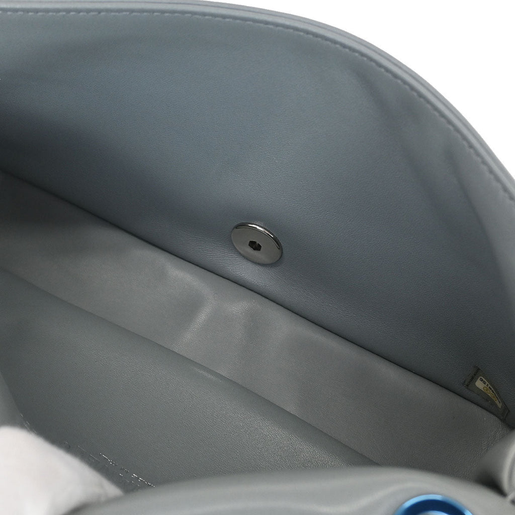 Chanel 2014-2015 Light Blue Wool No.5 Turnlock Full Flap Shoulder Bag