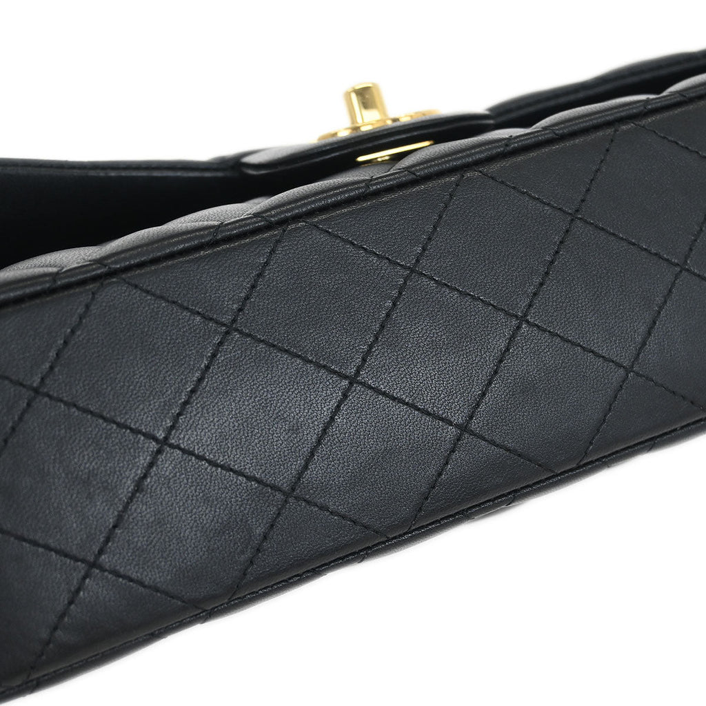 Chanel 2015-2016 Black Lambskin Medium Classic Double Flap Shoulder Bag