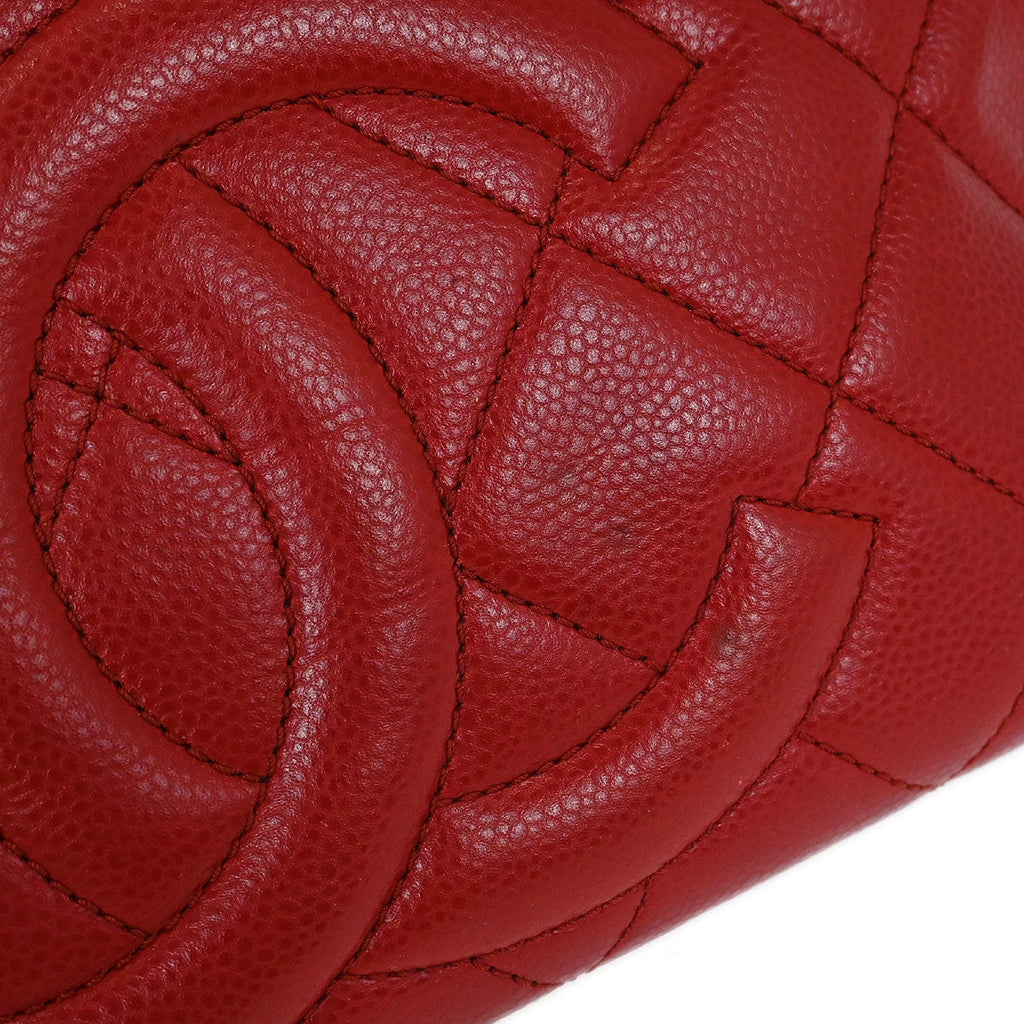 Chanel 2012-2013 Red Caviar Timeless CC Chain Tote Bag