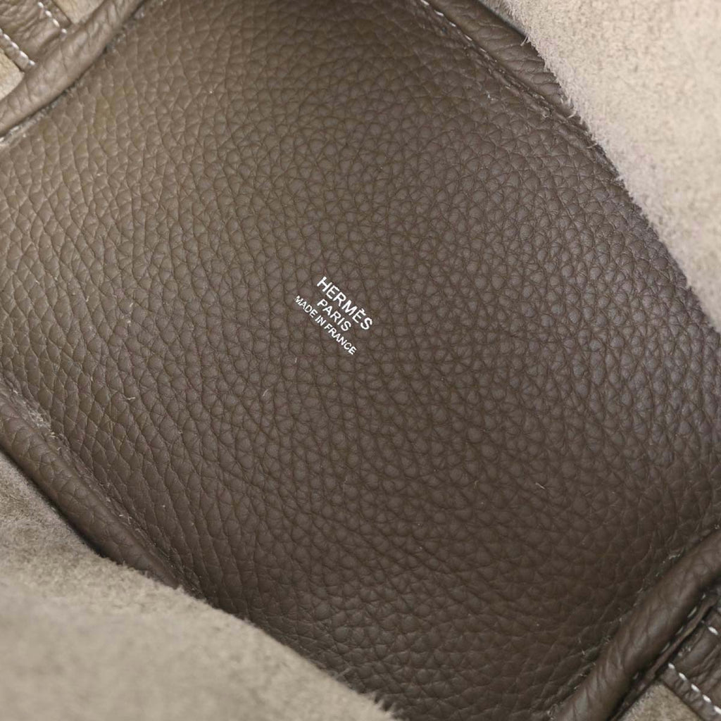 Hermes Etoupe Taurillon Clemence Picotin Lock 18 PM Handbag