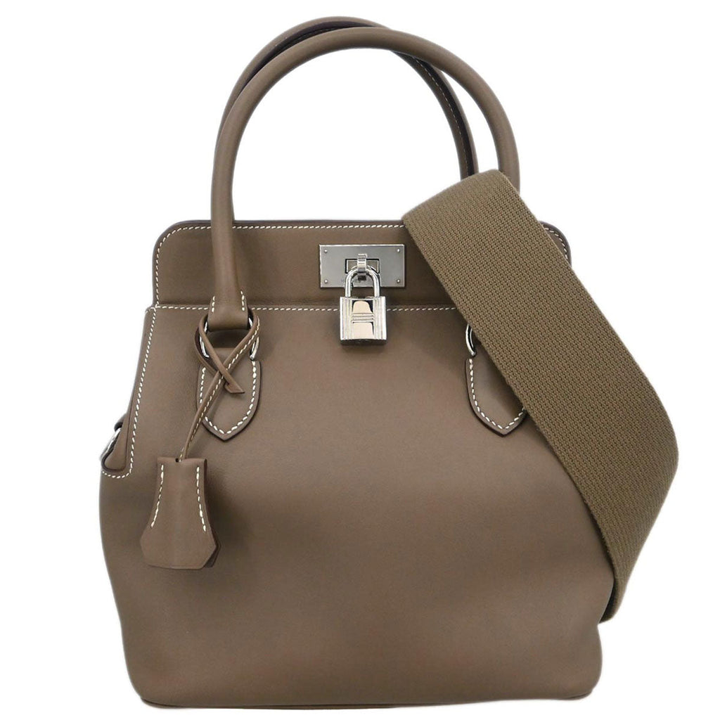 Hermes Etoupe Gray Veau Evercalf Toolbox 20 2way Shoulder Handbag