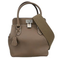 Hermes Etoupe Gray Veau Evercalf Toolbox 20 2way Shoulder Handbag