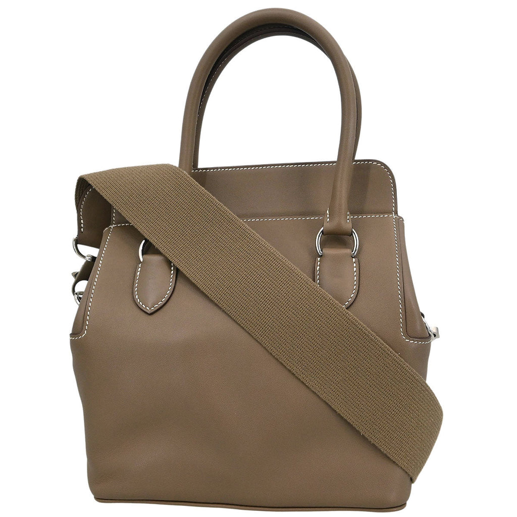 Hermes Etoupe Gray Veau Evercalf Toolbox 20 2way Shoulder Handbag