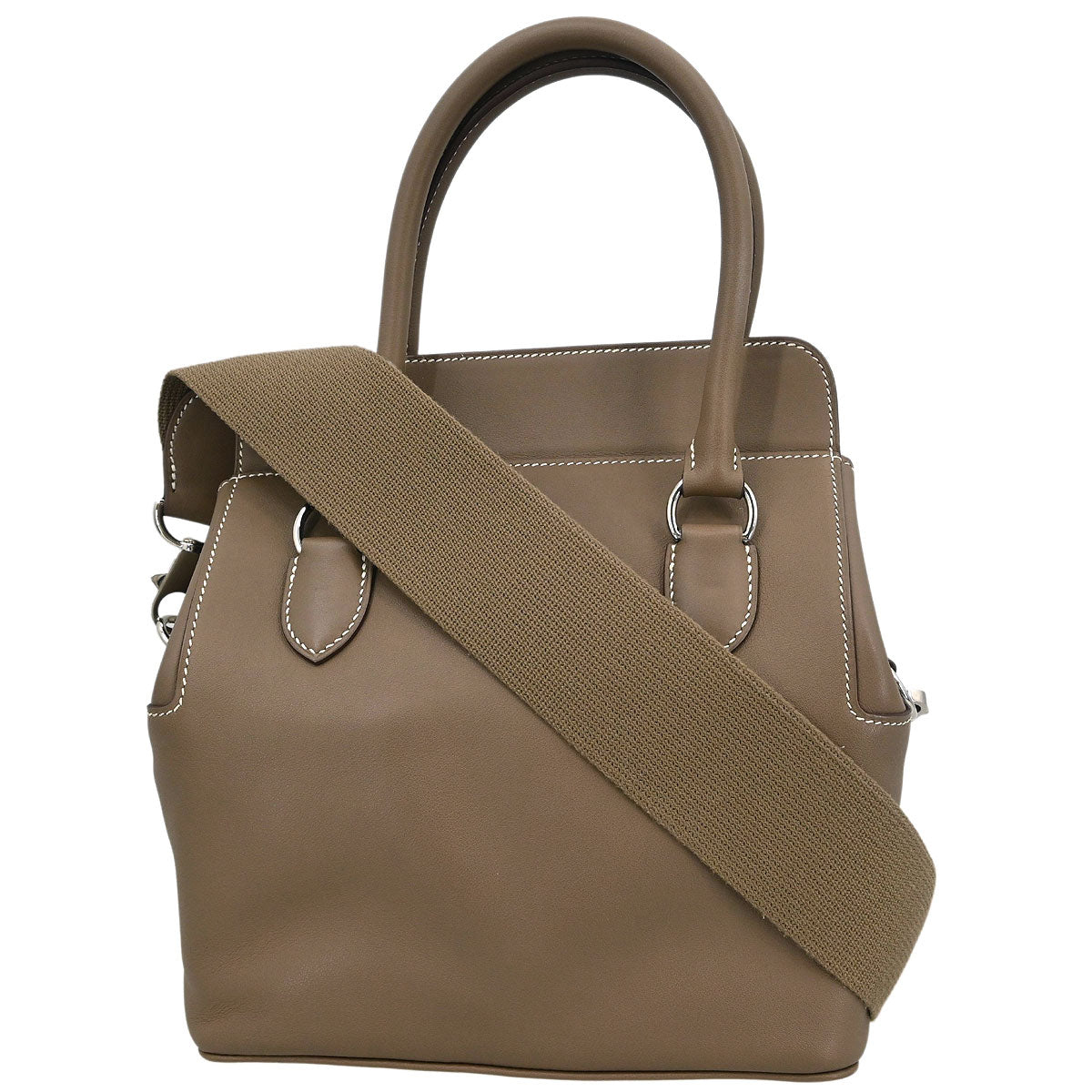 Hermes Etoupe Gray Veau Evercalf Toolbox 20 2way Shoulder Handbag