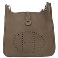 Hermes Etoupe Taurillon Clemence Evelyne 3 29 PM Shoulder Bag