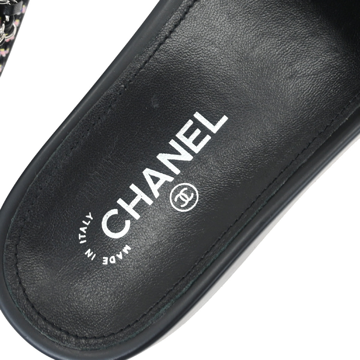 Chanel * Interlocking CC Logo Tweed Slides Shoes #39