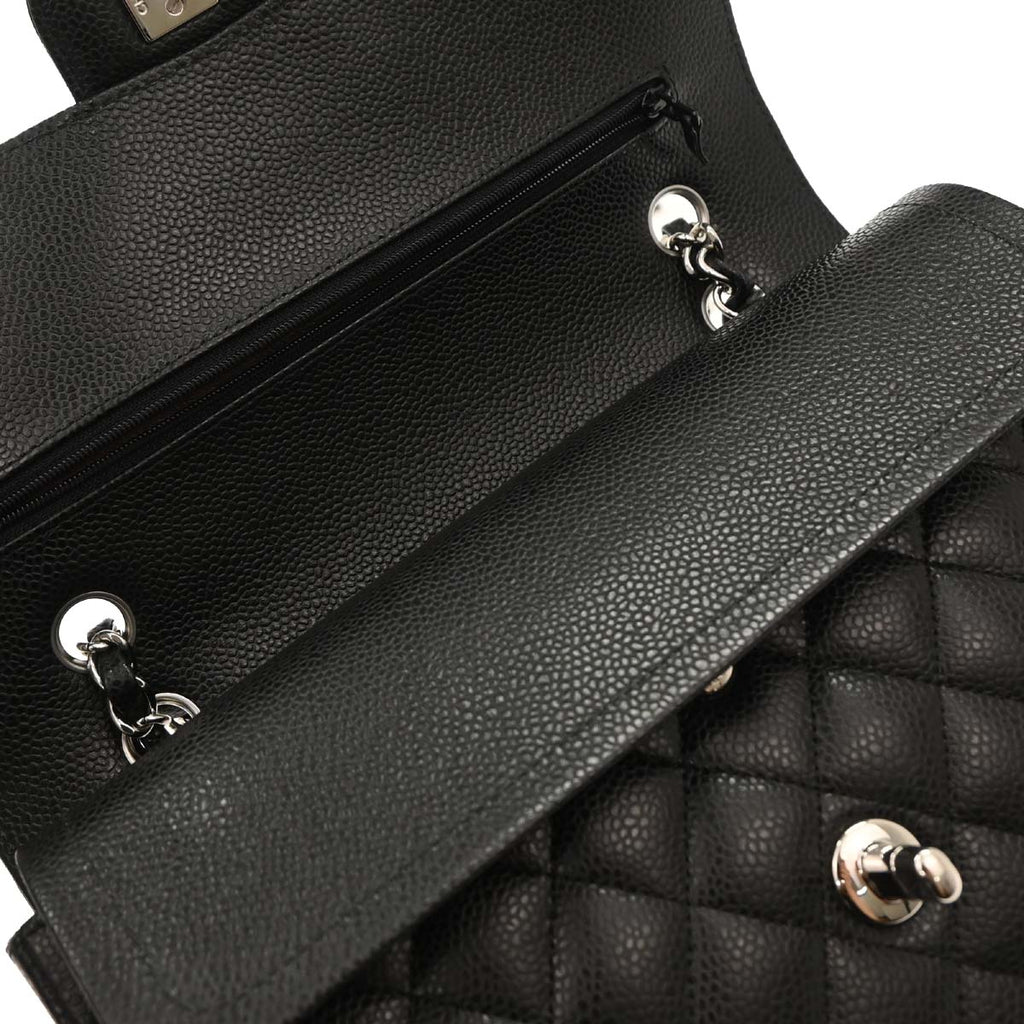 Chanel 2019 Black Caviar Medium Classic Double Flap Shoulder Bag