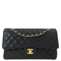 Chanel 2013-2014 Black Caviar Medium Classic Double Flap Shoulder Bag