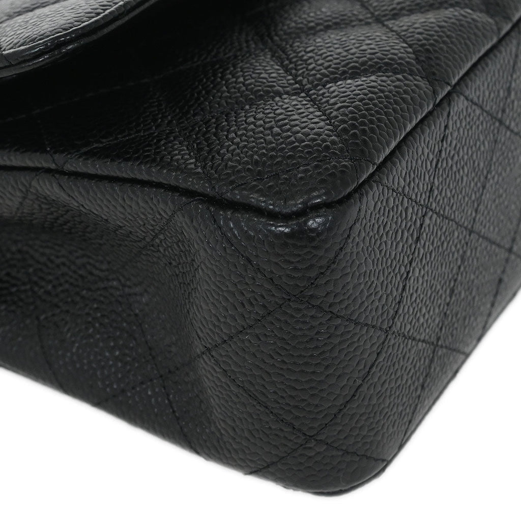 Chanel 2013-2014 Black Caviar Medium Classic Double Flap Shoulder Bag