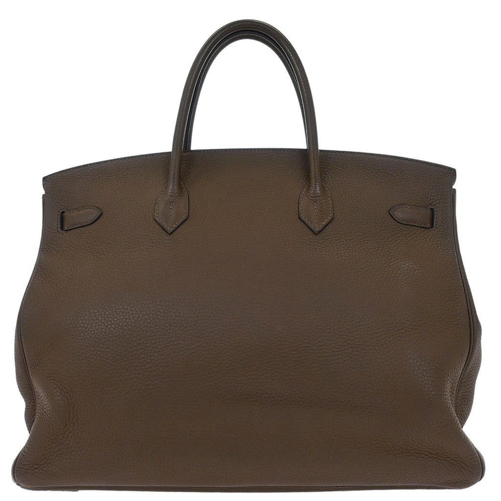 Hermes Taupe Gray Taurillon Clemence Birkin 40 Handbag