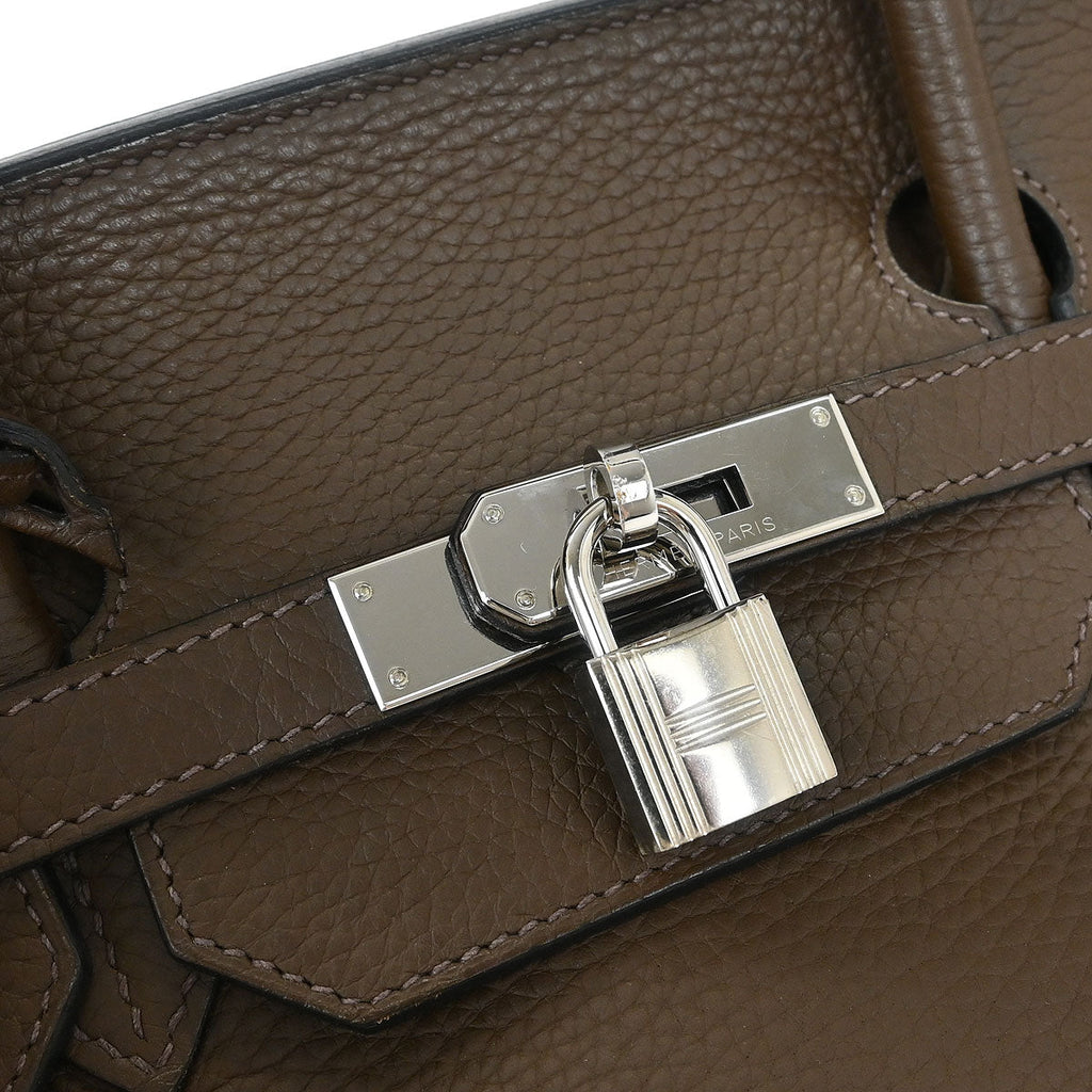 Hermes Taupe Gray Taurillon Clemence Birkin 40 Handbag