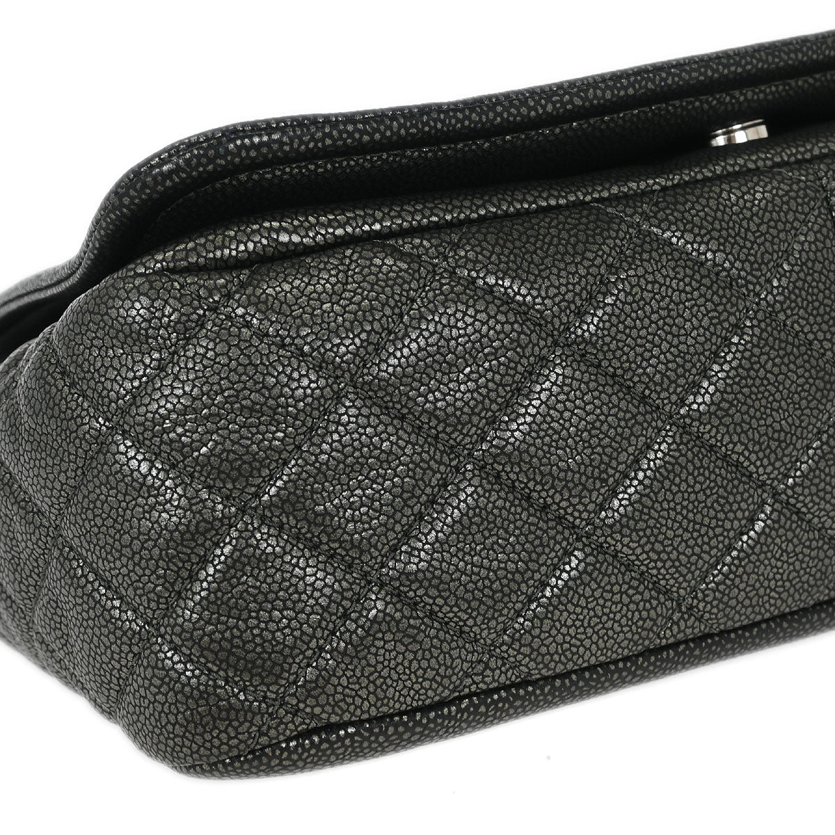 Chanel 2010-2011 Gray Caviar Full Flap Chain Shoulder Bag