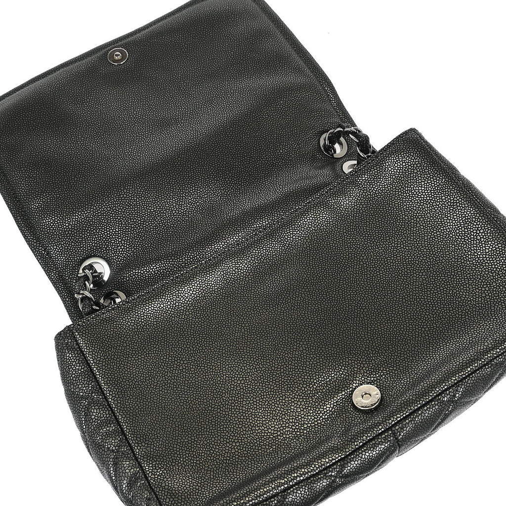 Chanel 2010-2011 Gray Caviar Full Flap Chain Shoulder Bag