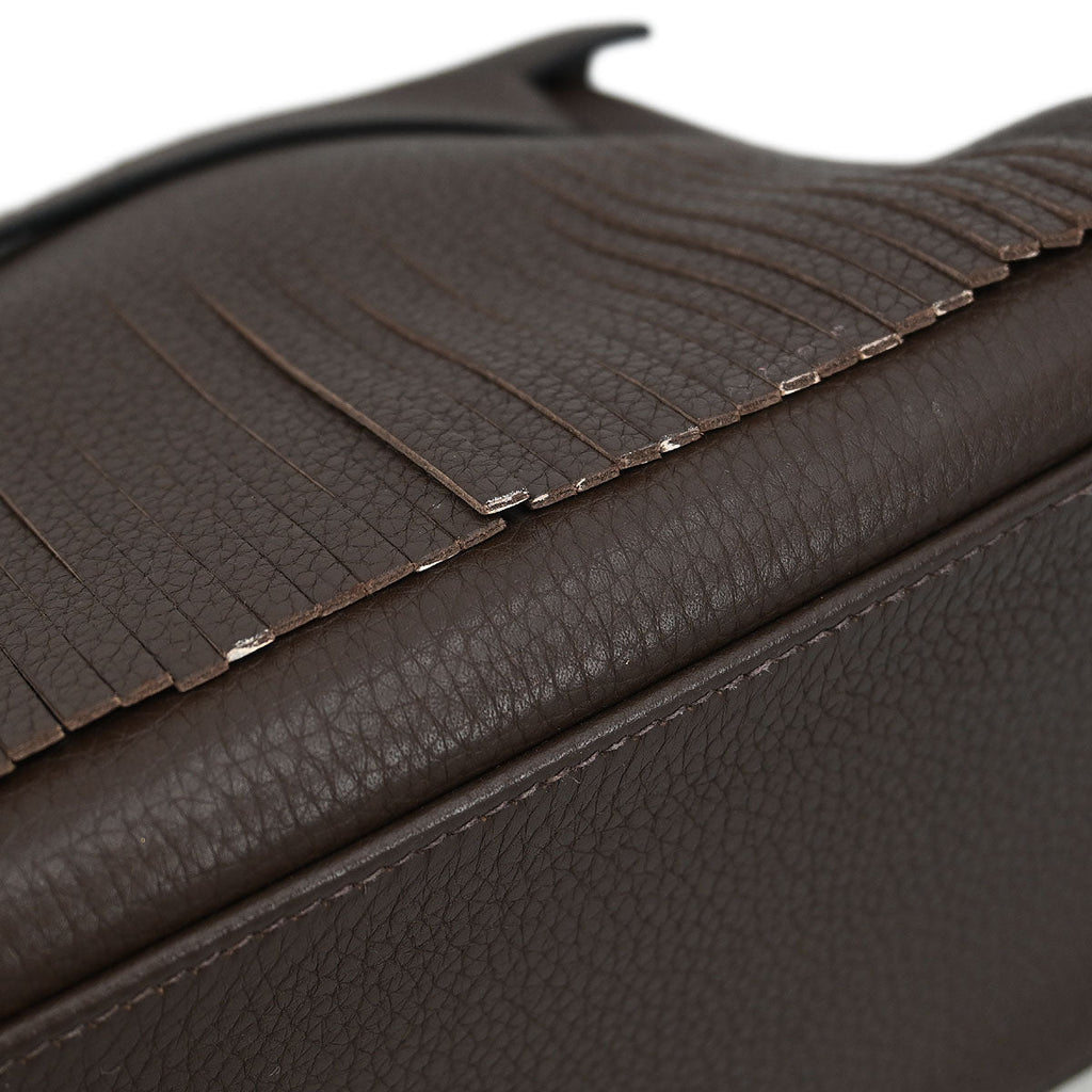 Hermes Ebene Taurillon Clemence Shoulder Kelly Handbag