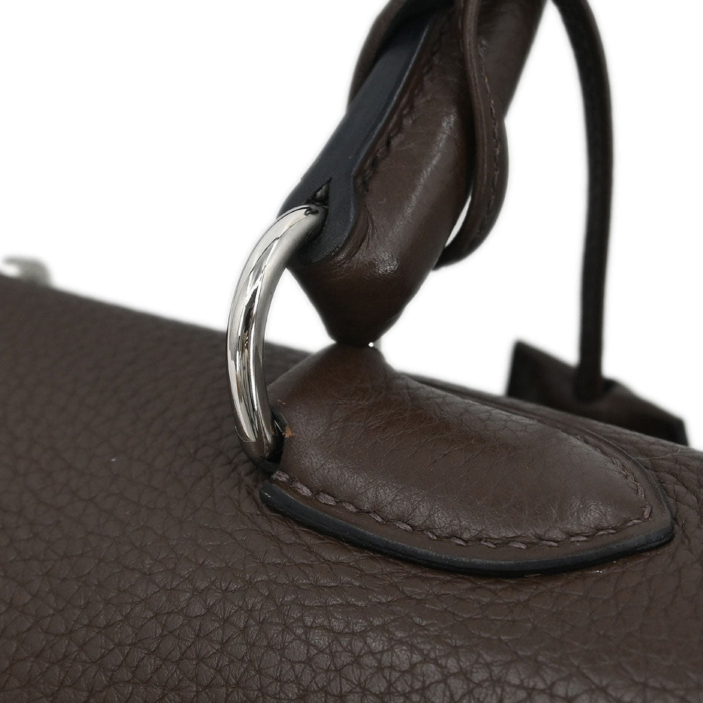 Hermes Ebene Taurillon Clemence Shoulder Kelly Handbag