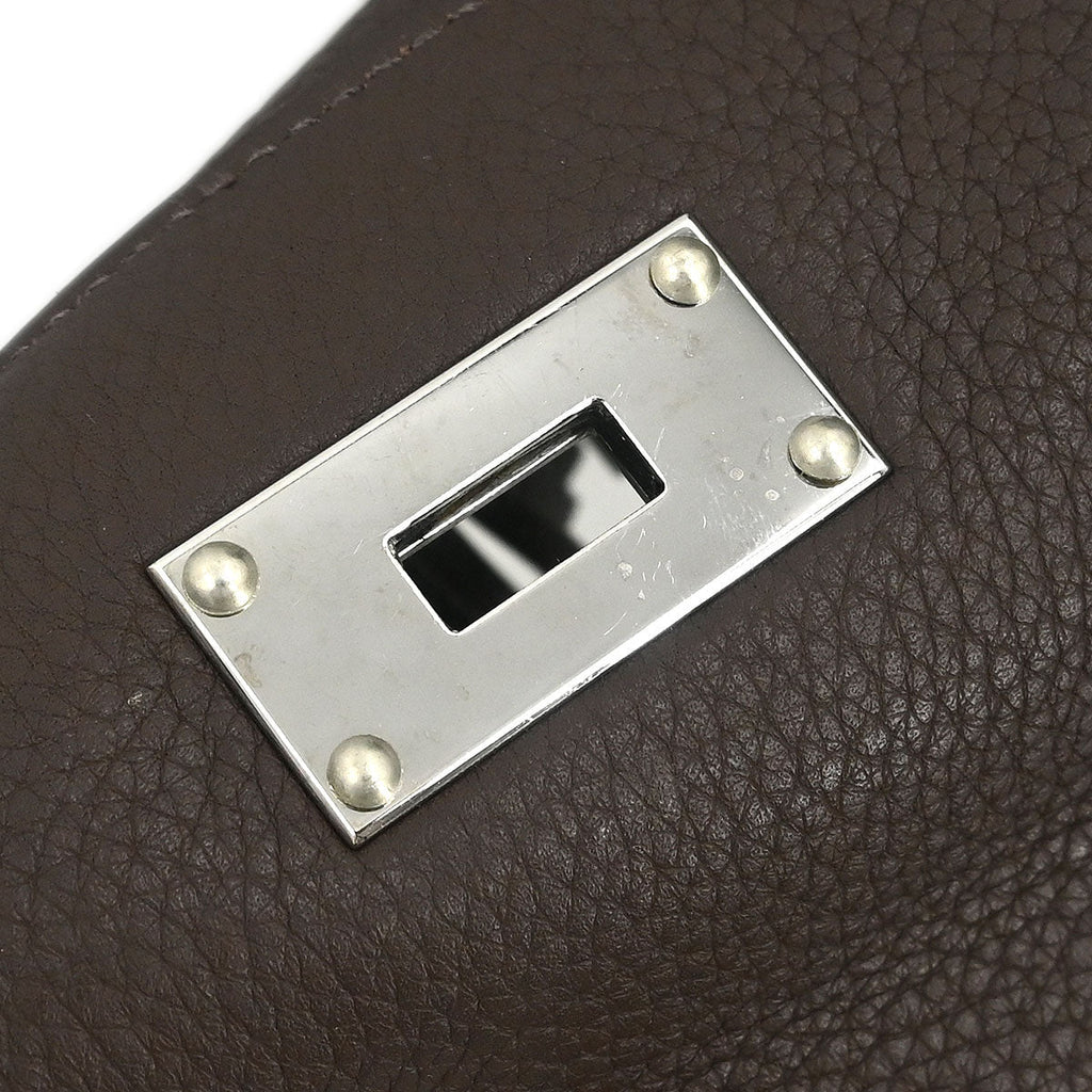 Hermes Ebene Taurillon Clemence Shoulder Kelly Handbag