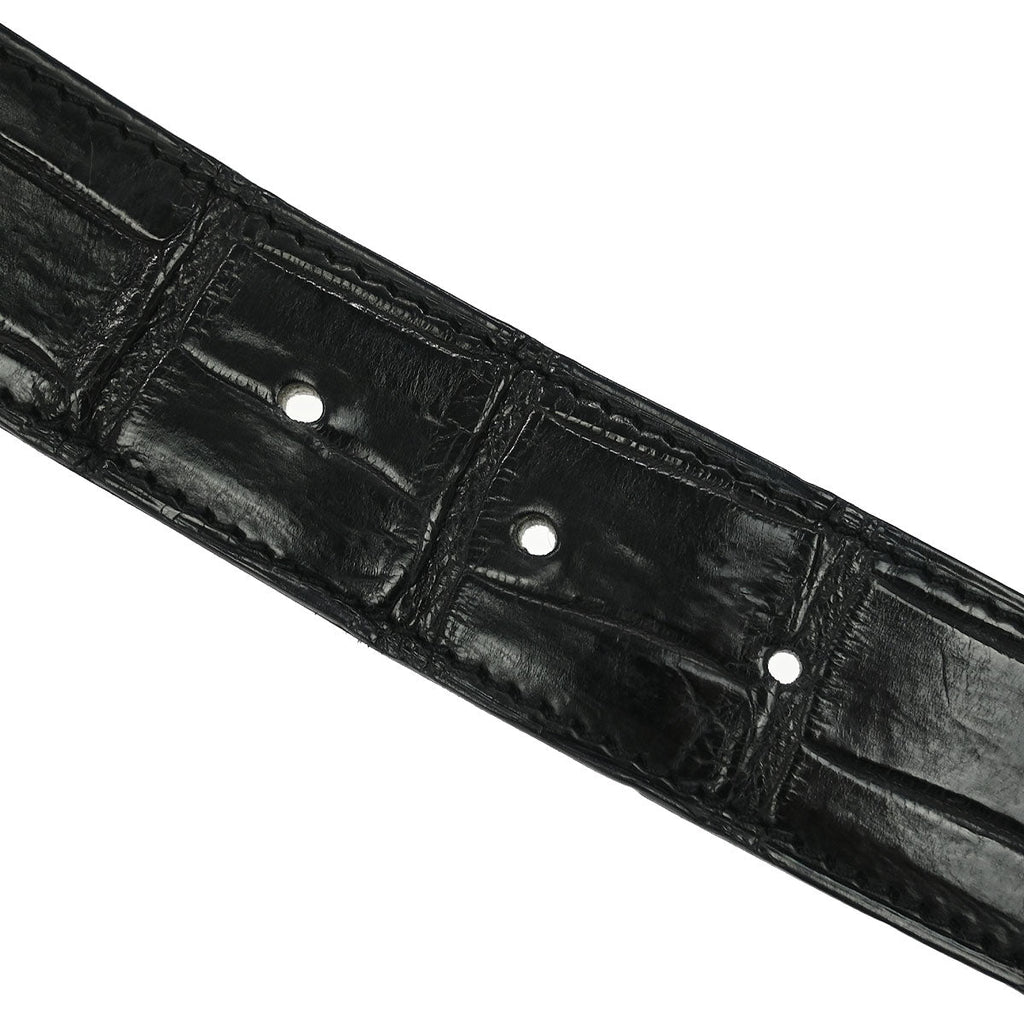 Hermes * Black Porosus Crocodile Guilloche Constance Belt #100 Small Good