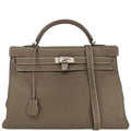 Hermes Etoupe Gray Togo Kelly 40 Retourne 2way Shoulder Handbag