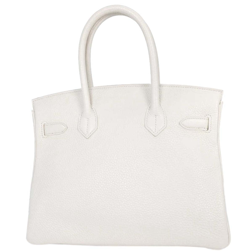Hermes White Taurillon Clemence Birkin 30 Handbag