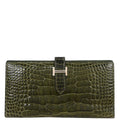 Hermes * Olive Green Alligator Bearn Soufflet Wallet