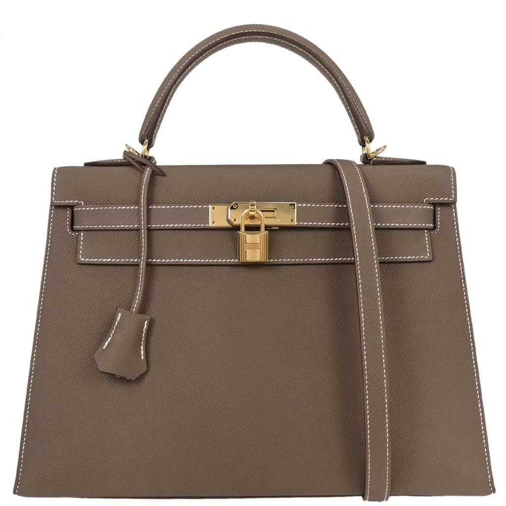 Hermes Etoupe Gray Epsom Kelly 32 Sellier 2way Shoulder Handbag