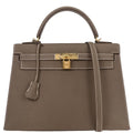 Hermes Etoupe Gray Epsom Kelly 32 Sellier 2way Shoulder Handbag