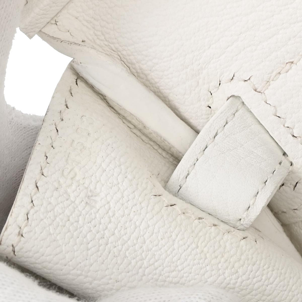 Hermes White Taurillon Clemence Birkin 30 Handbag