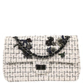 Chanel 2010-2011 White Tweed Garden Party 2.55 Medium Classic Double Flap Bag