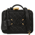 Chanel 2017-2018 Black Caviar CC Filigree 2way Vanity Shoulder Handbag