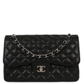 Chanel 2011 Black Caviar Jumbo Classic Double Flap Shoulder Bag