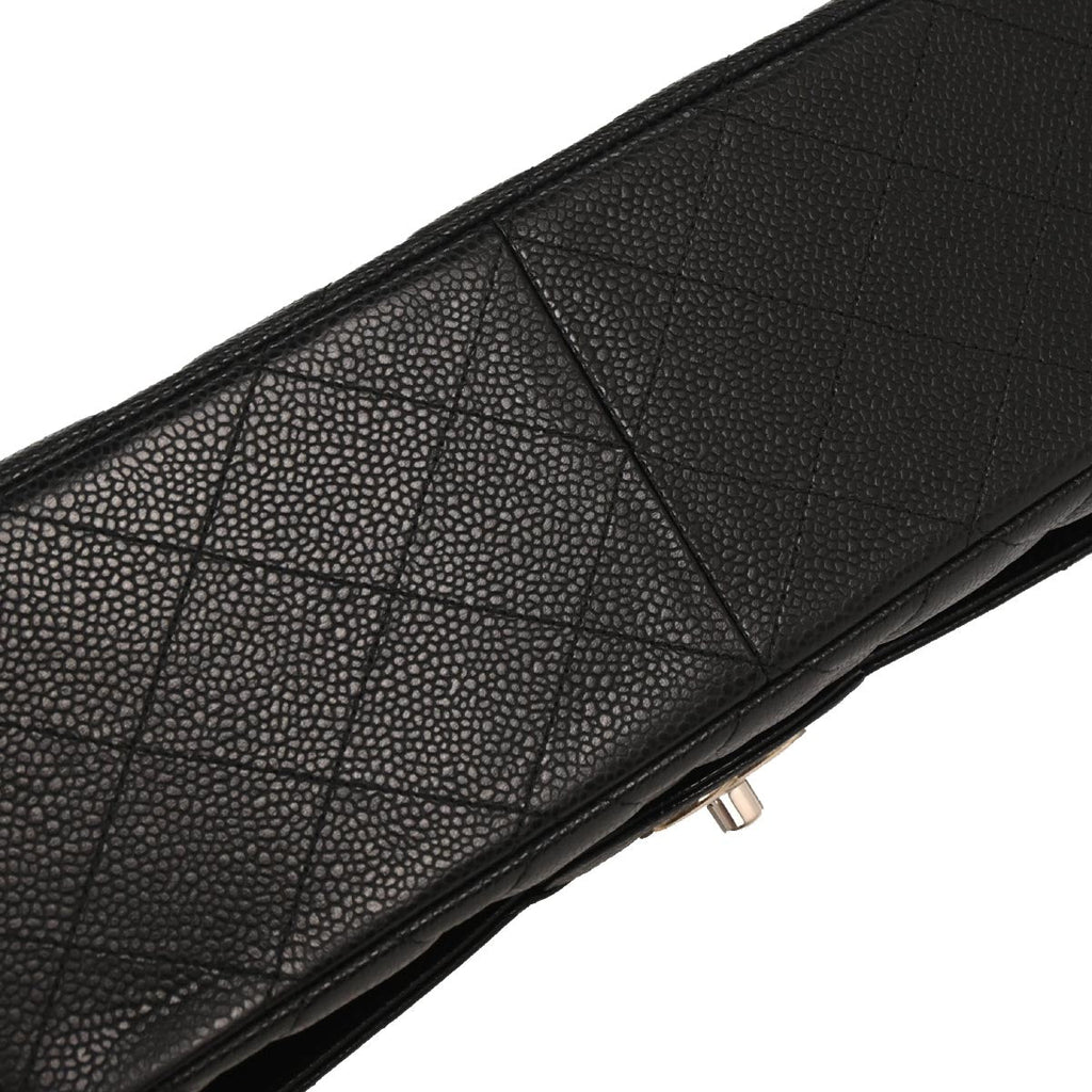 Chanel 2011 Black Caviar Jumbo Classic Double Flap Shoulder Bag