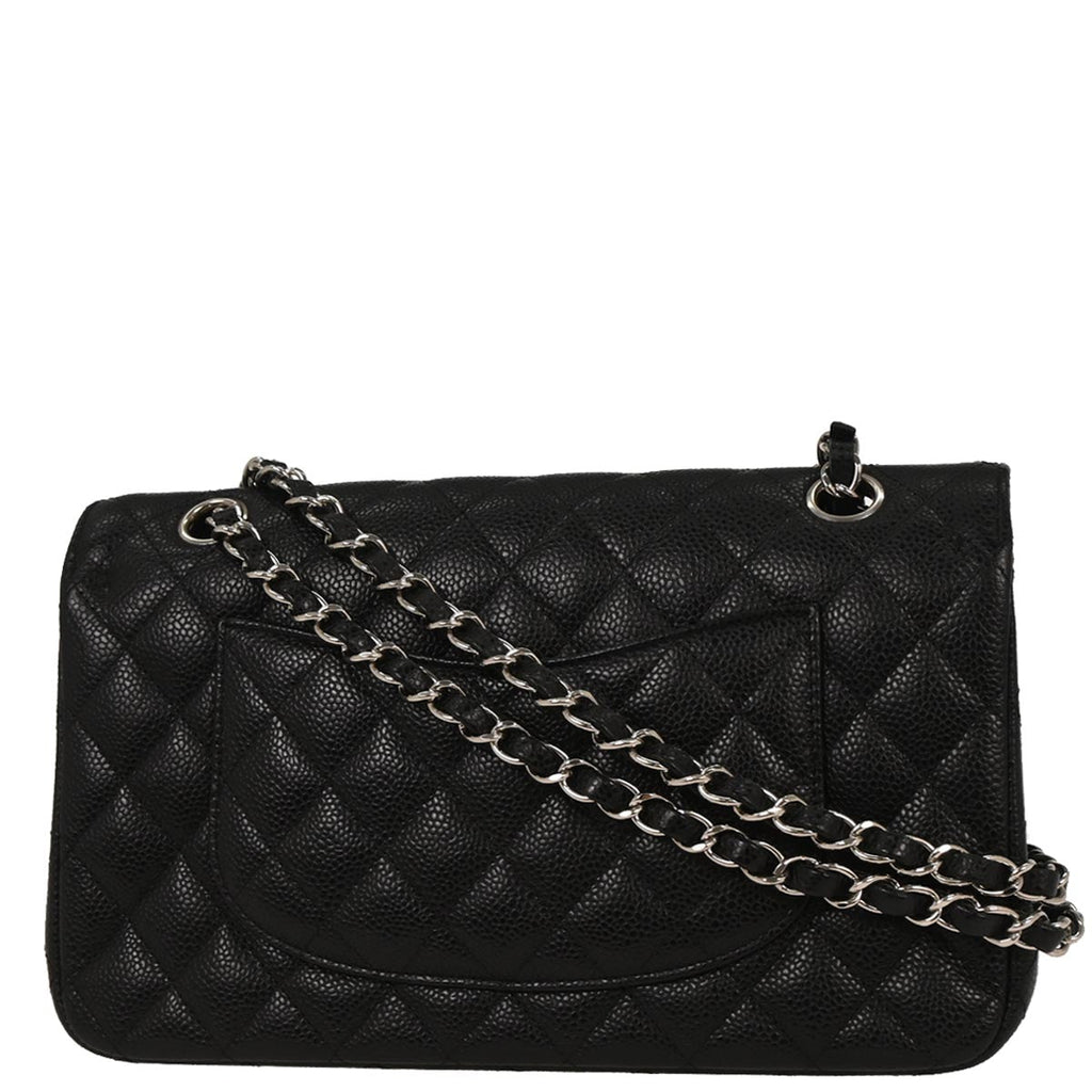 Chanel 2019 Black Caviar Medium Classic Double Flap Shoulder Bag 155715