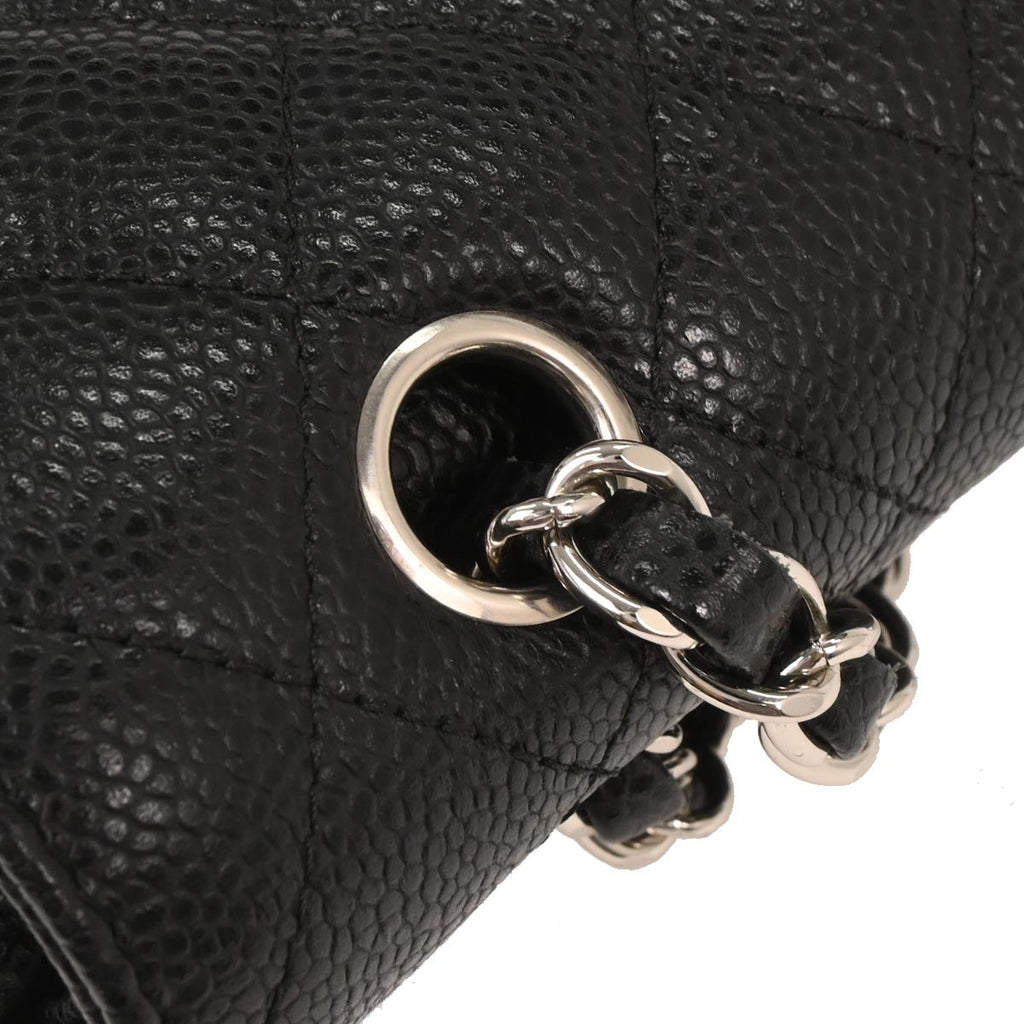 Chanel 2019 Black Caviar Medium Classic Double Flap Shoulder Bag 155715