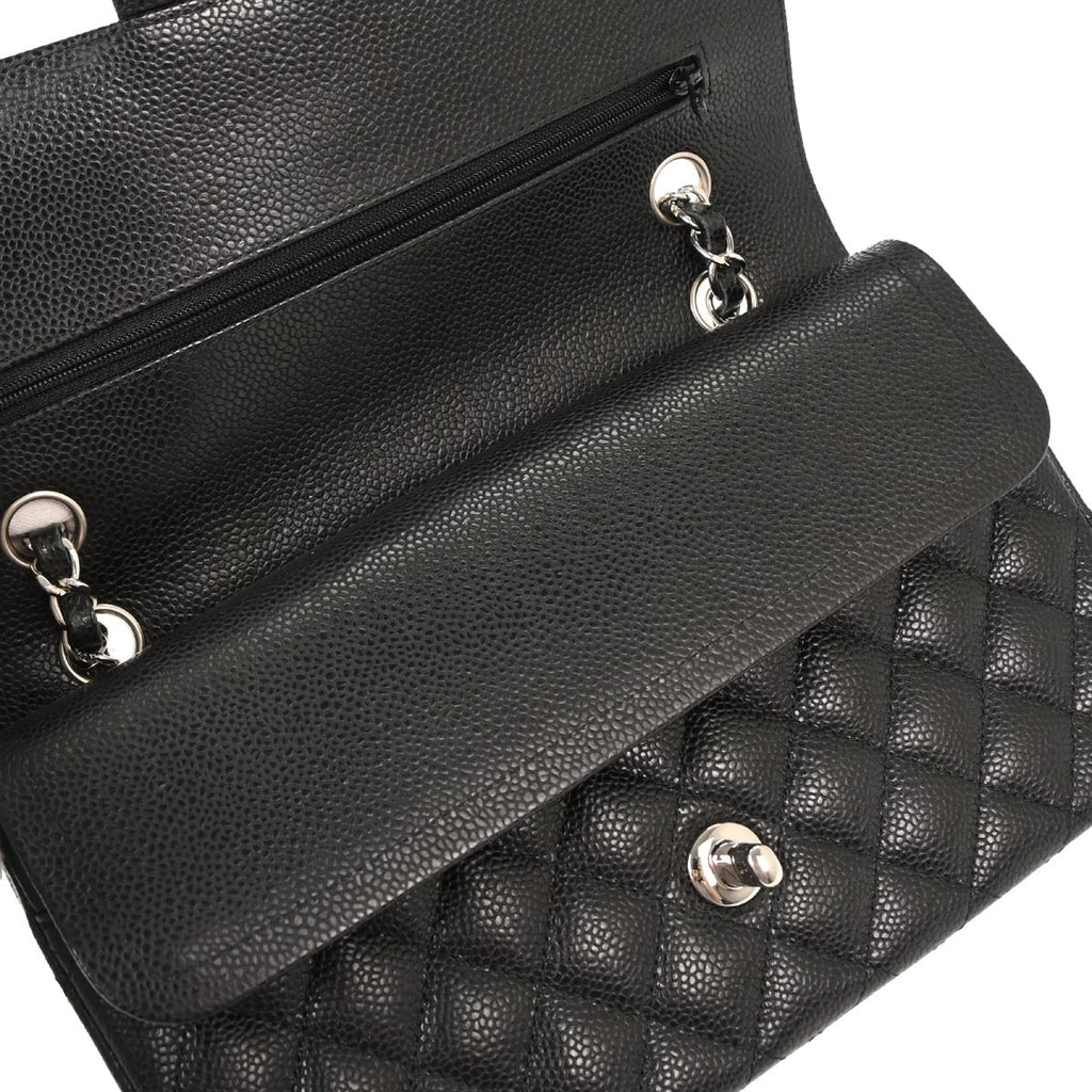 Chanel 2019 Black Caviar Medium Classic Double Flap Shoulder Bag 155715