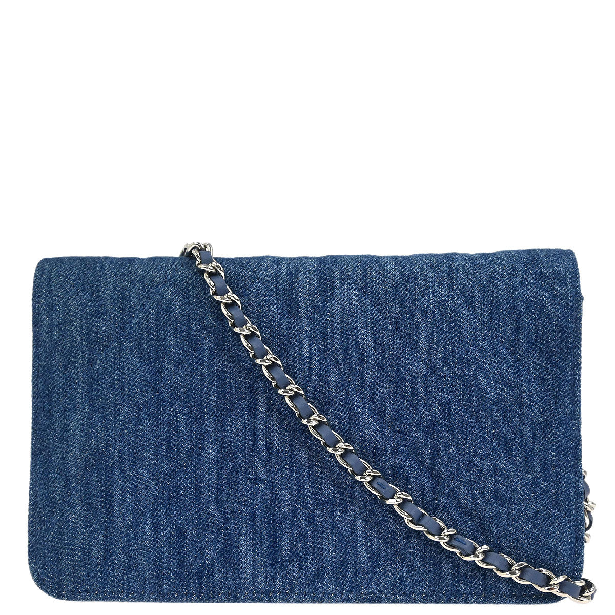 Chanel 2019 Blue Denim Camellia WOC Wallet on Chain Bag
