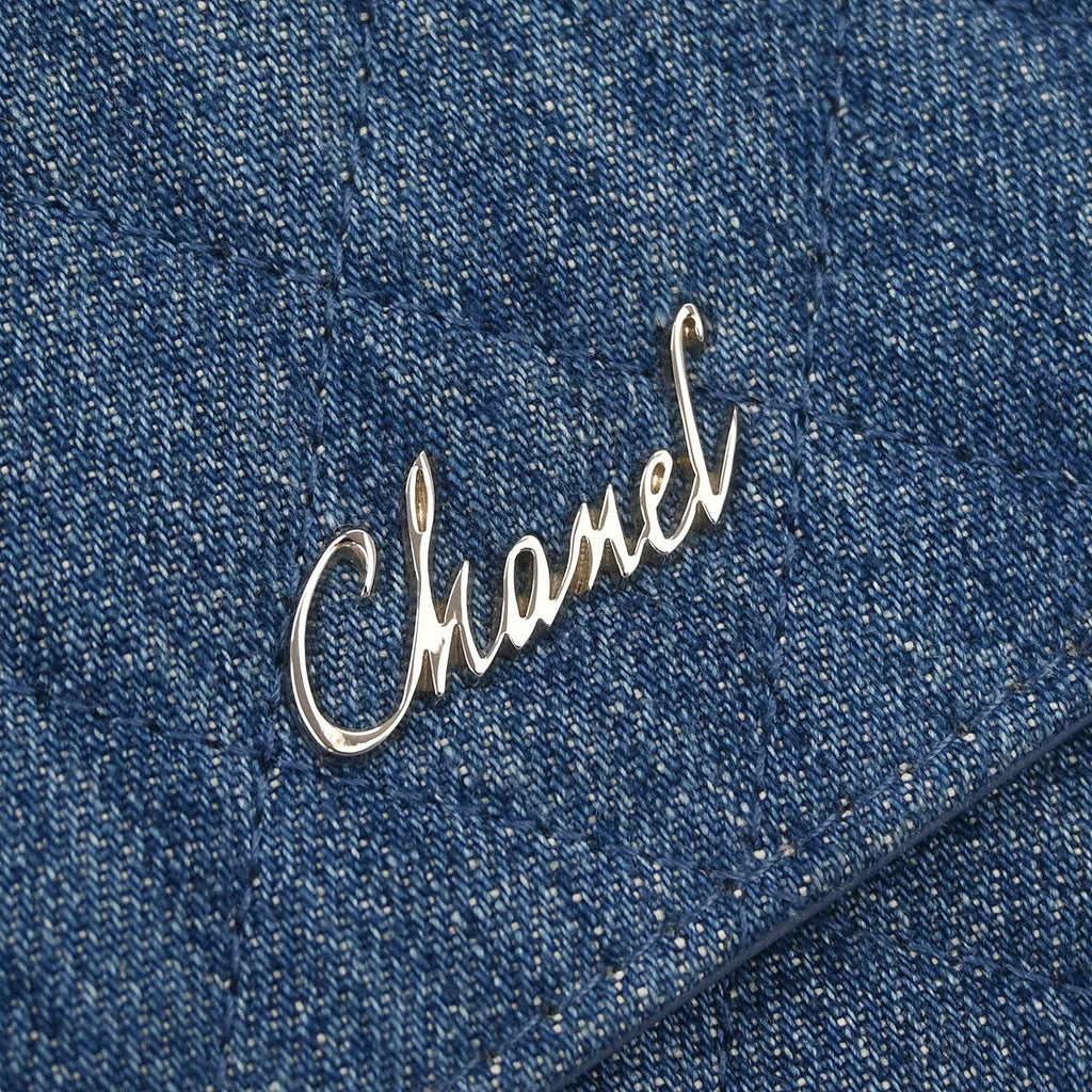 Chanel 2019 Blue Denim Camellia WOC Wallet on Chain Bag