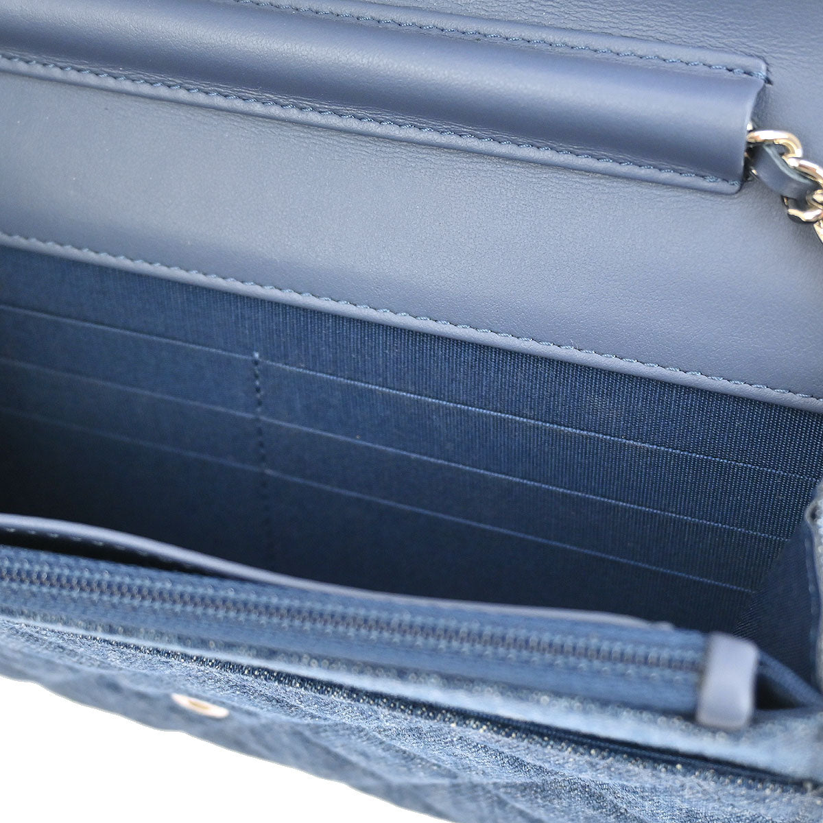 Chanel 2019 Blue Denim Camellia WOC Wallet on Chain Bag