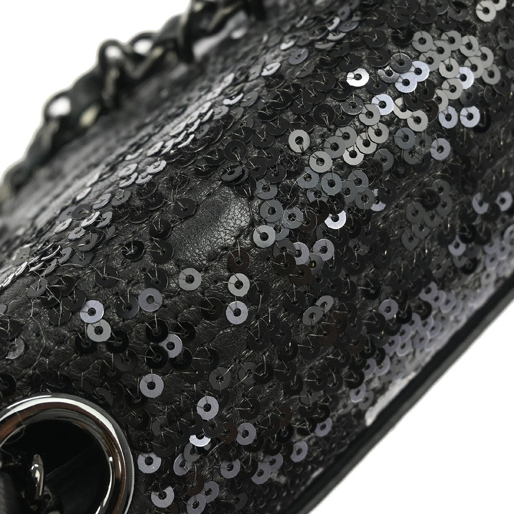 Chanel 2011 Black Sequins Lambskin Single Flap Shoulder Bag