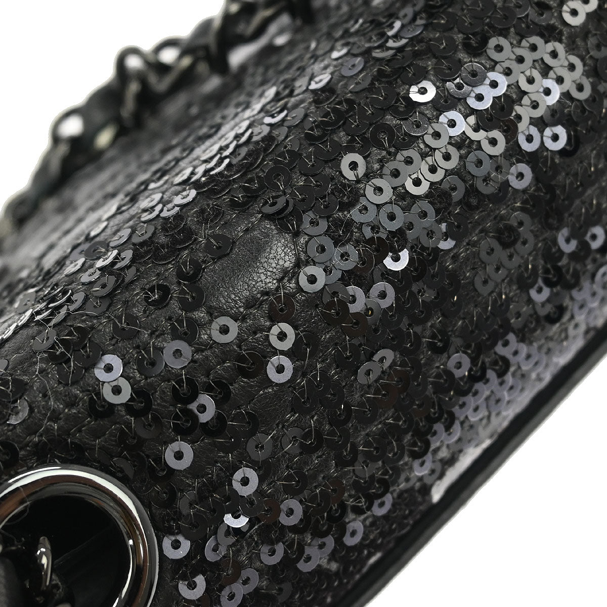 Chanel 2011 Black Sequins Lambskin Single Flap Shoulder Bag