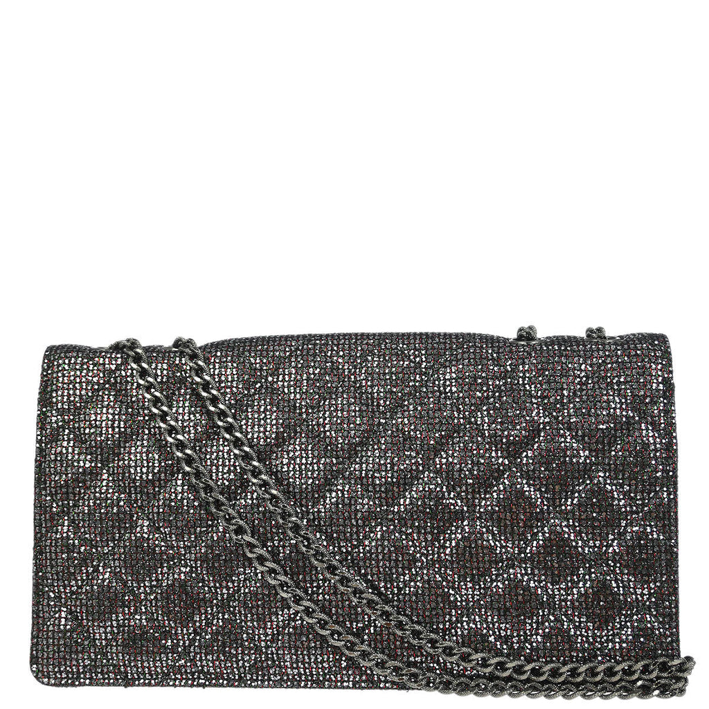 Chanel 2010-2011 Silver Mademoiselle Lock Glitter Canvas Shoulder Bag