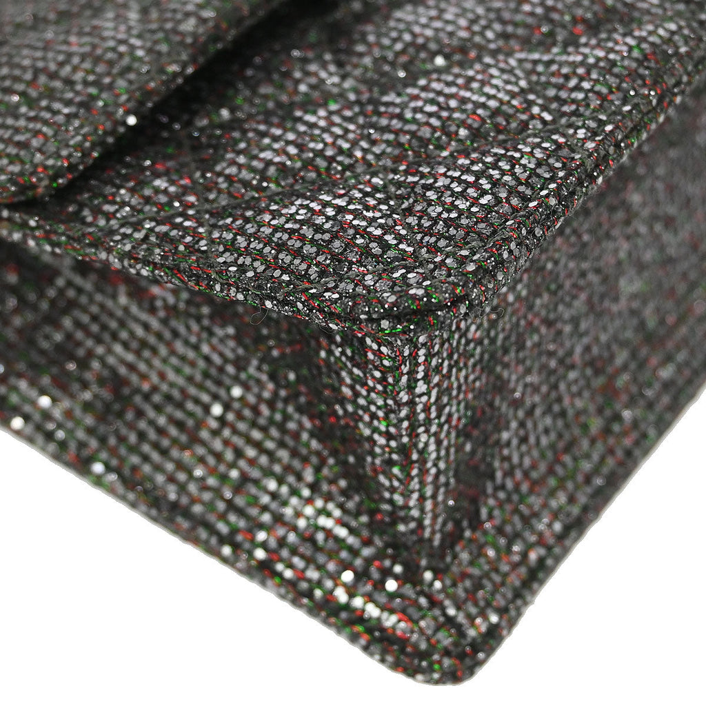 Chanel 2010-2011 Silver Mademoiselle Lock Glitter Canvas Shoulder Bag