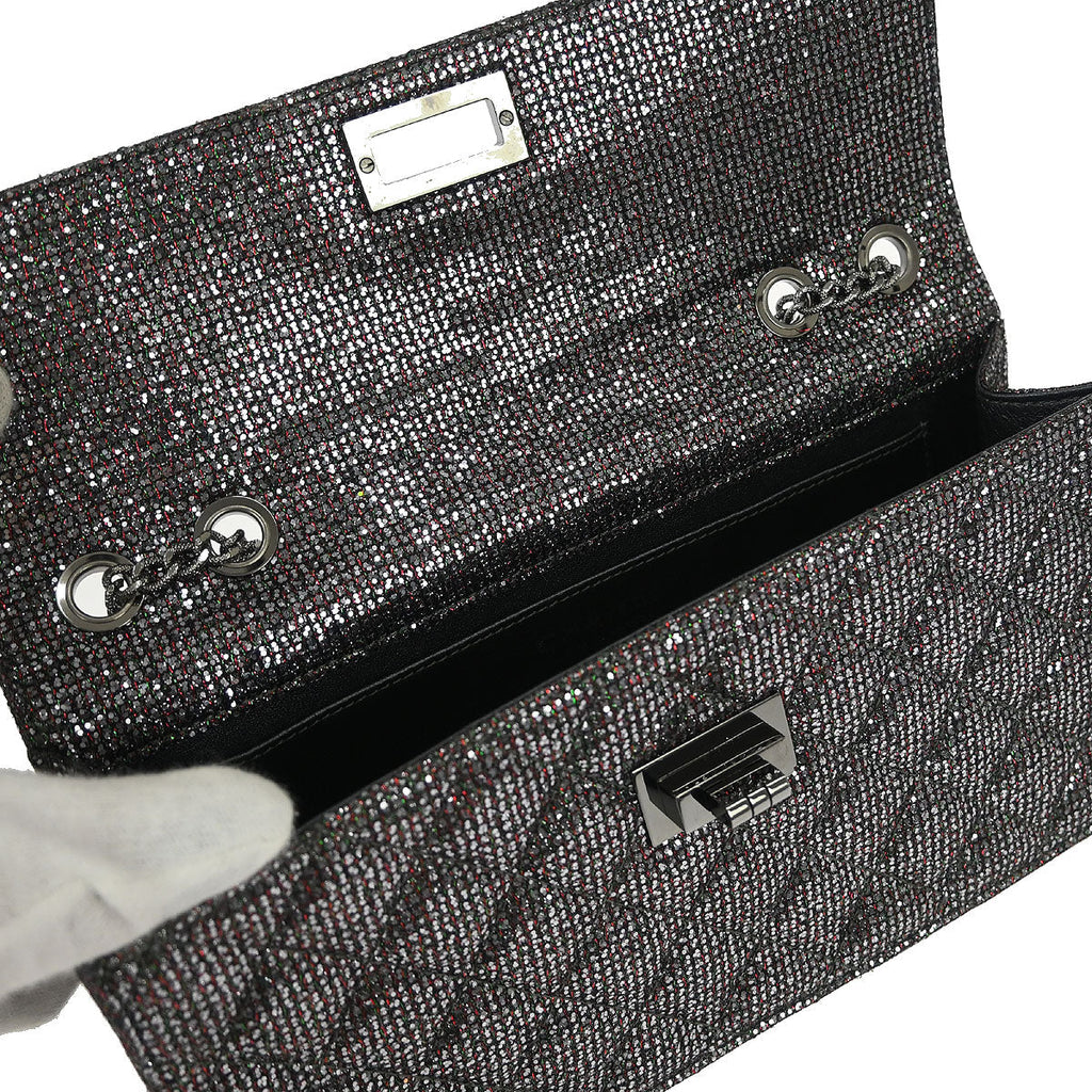 Chanel 2010-2011 Silver Mademoiselle Lock Glitter Canvas Shoulder Bag