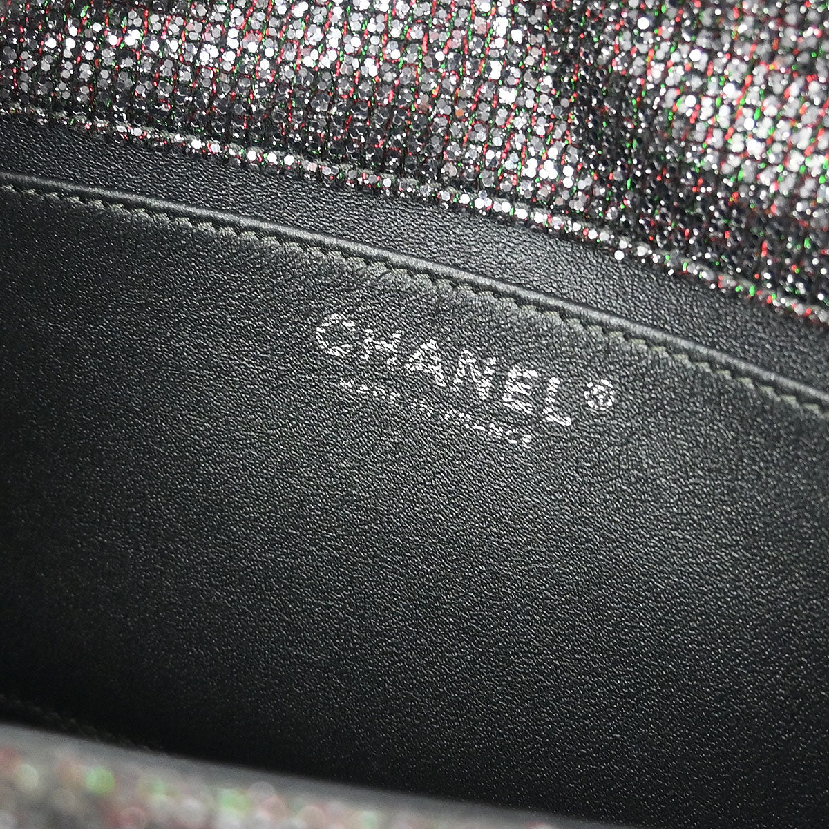 Chanel 2010-2011 Silver Mademoiselle Lock Glitter Canvas Shoulder Bag