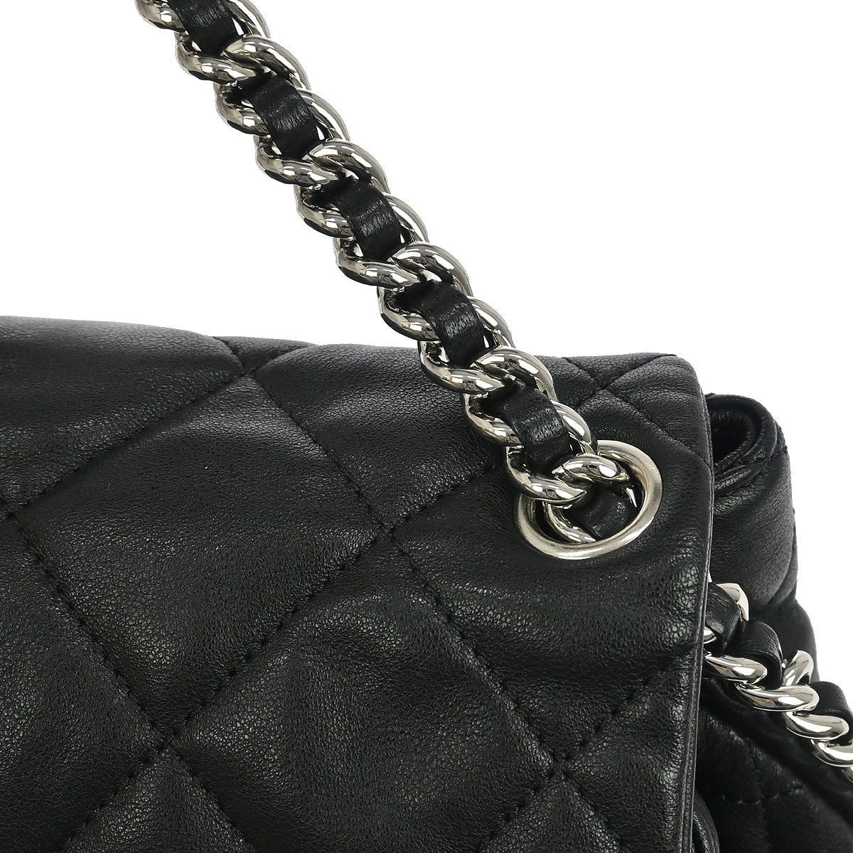 Chanel 2011 Black Calfskin Chain Around Shoulder Bag
