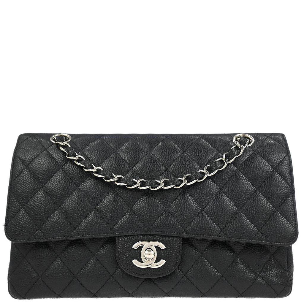 Chanel 2012-2013 Black Caviar Medium Classic Double Flap Shoulder Bag