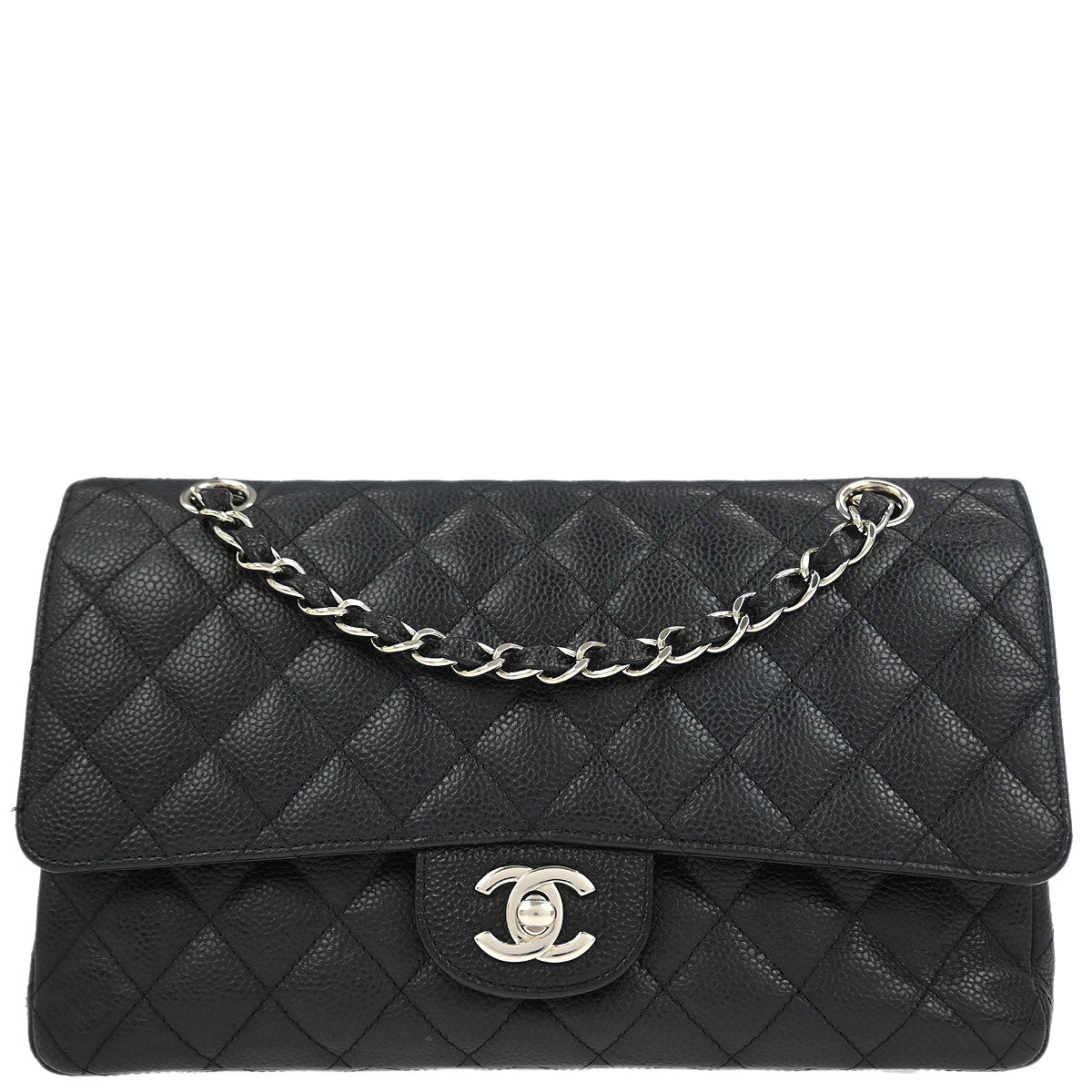 Chanel 2012-2013 Black Caviar Medium Classic Double Flap Shoulder Bag