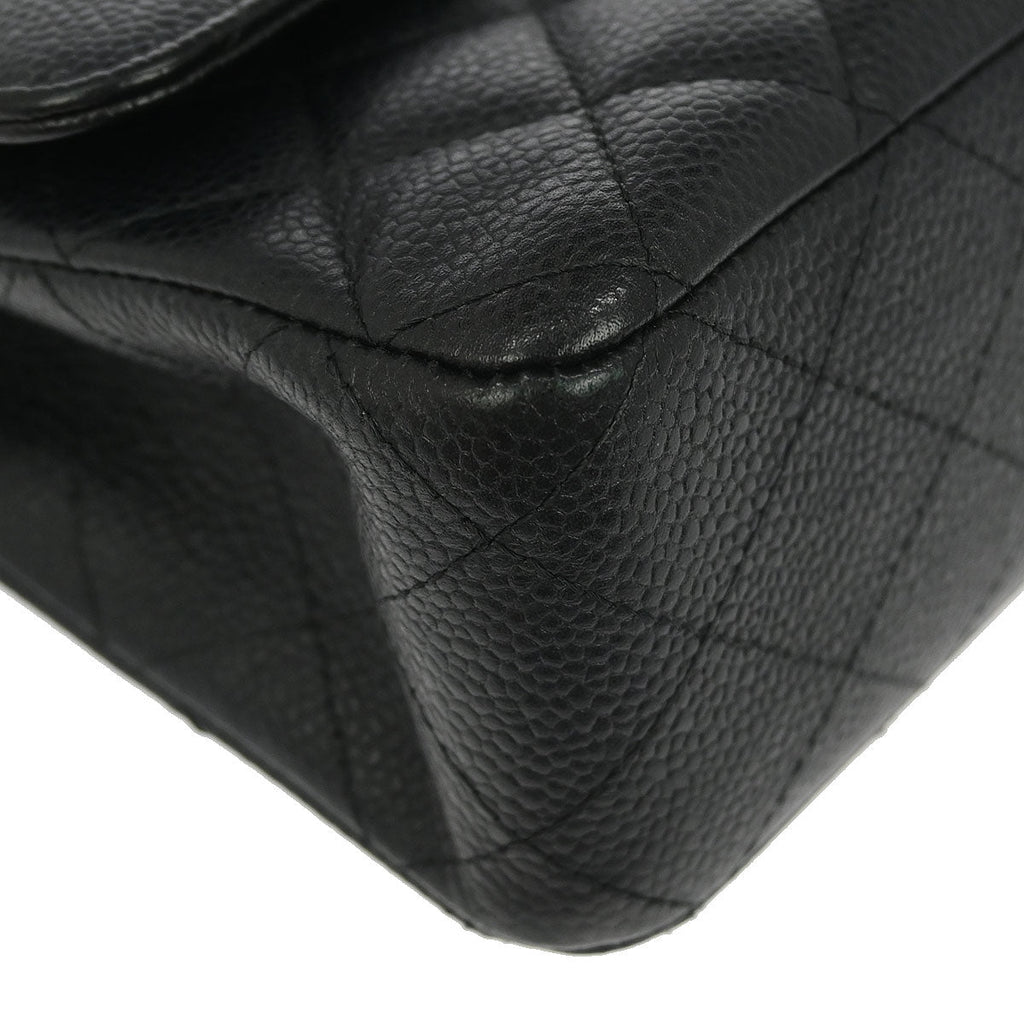 Chanel 2012-2013 Black Caviar Medium Classic Double Flap Shoulder Bag
